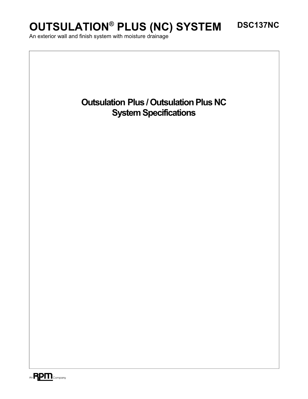 Dryvit Systems Inc - Outsulation Plus Specifications DS137