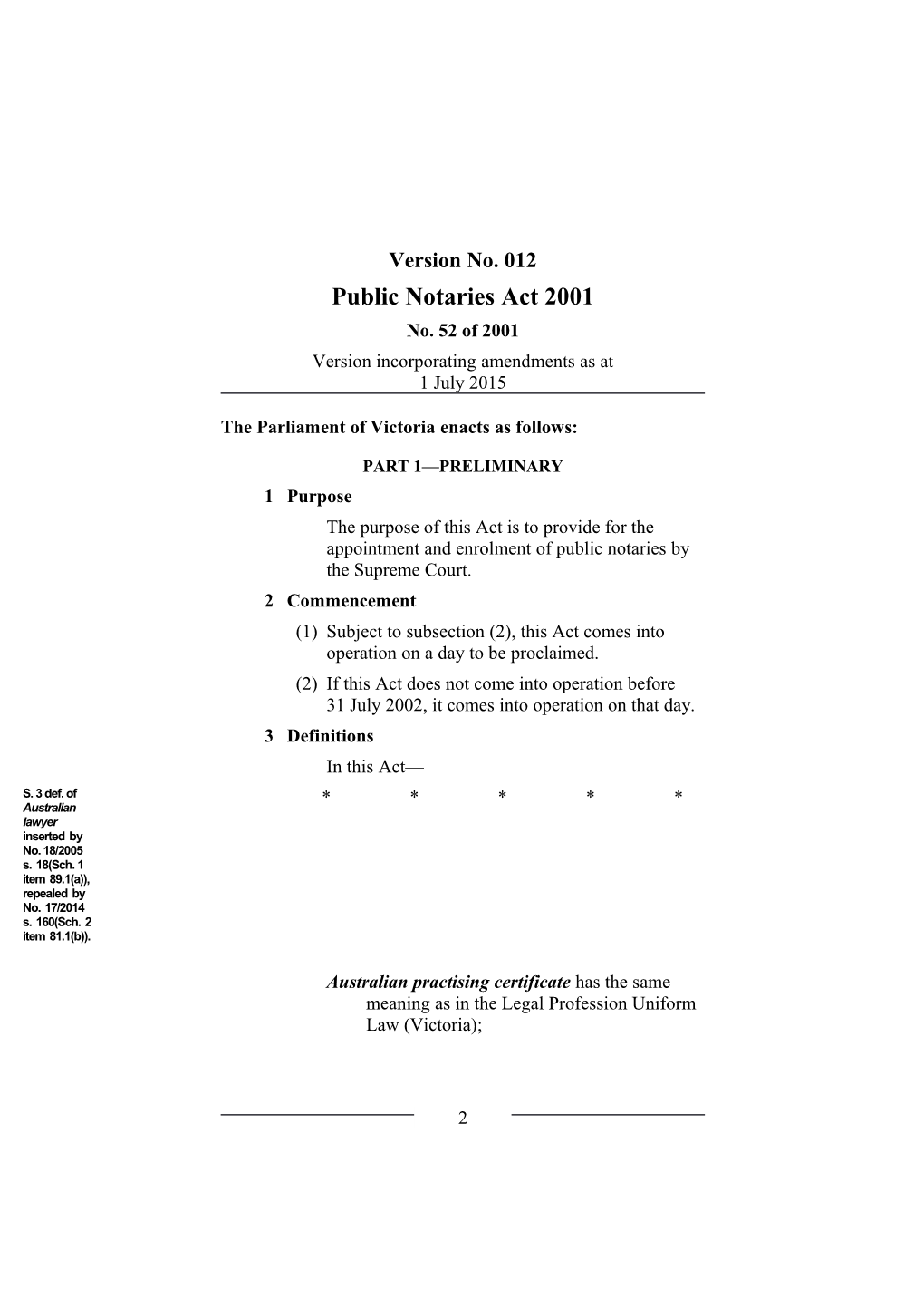 Public Notaries Act 2001