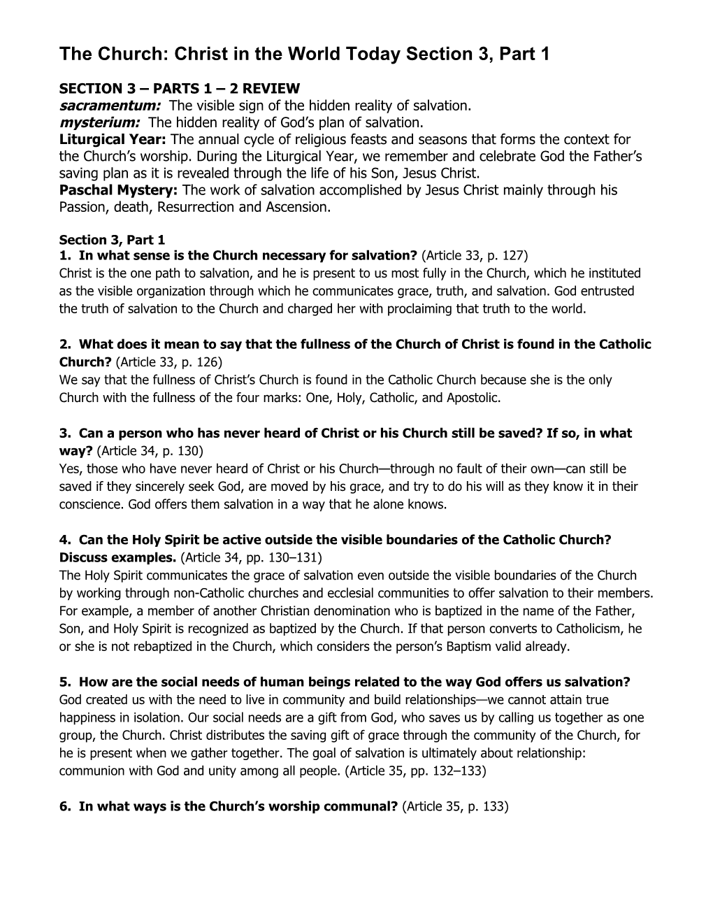 The Church Review Questions Answer Key Page 3