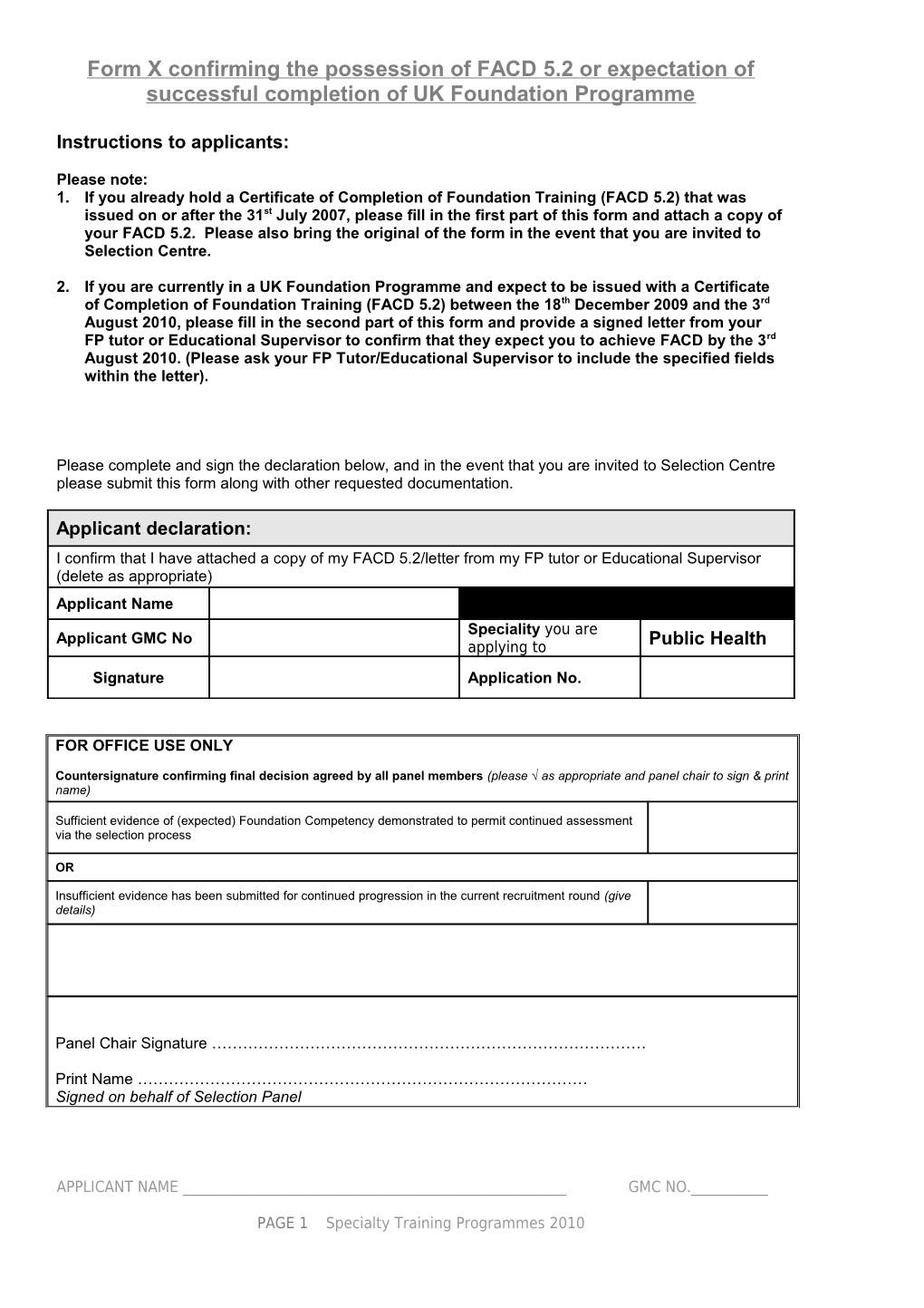 Certificate Confirming the Possession of Foundation 2 Competencies