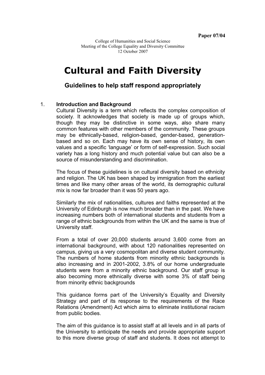 Cultural And Religious Diversity