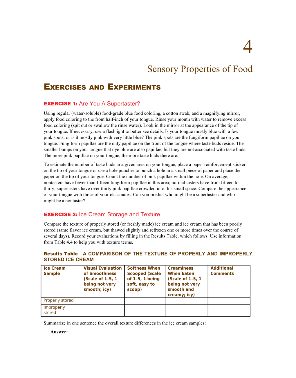 Sensory Properties of Food