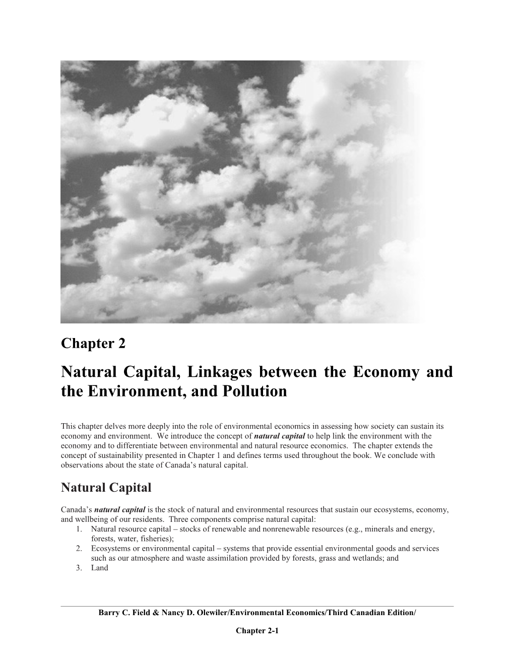 Chapter 2: LINKAGES BETWEEN THE ECONOMY AND THE ENVIRONMENT