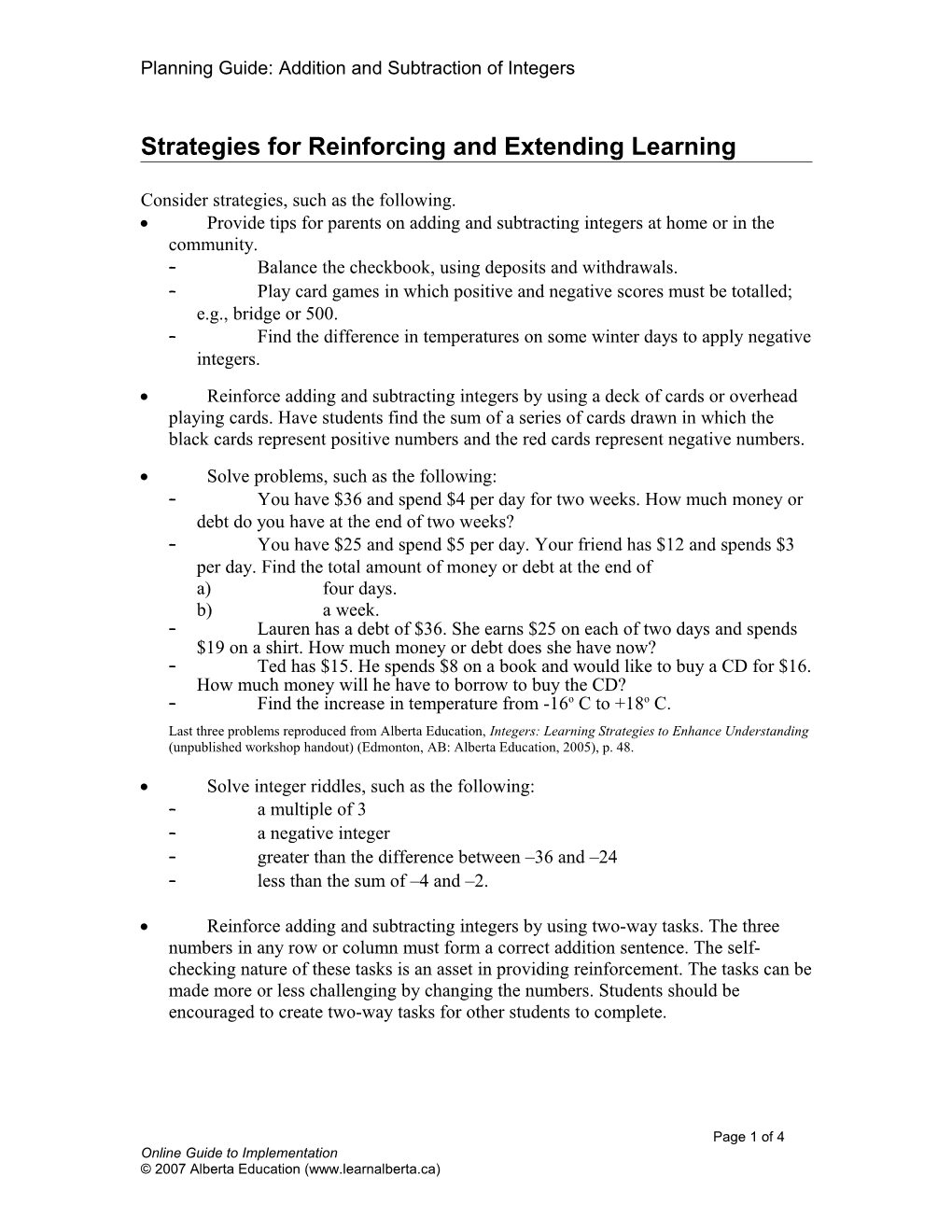 Strategies for Reinforcing and Extending Learning