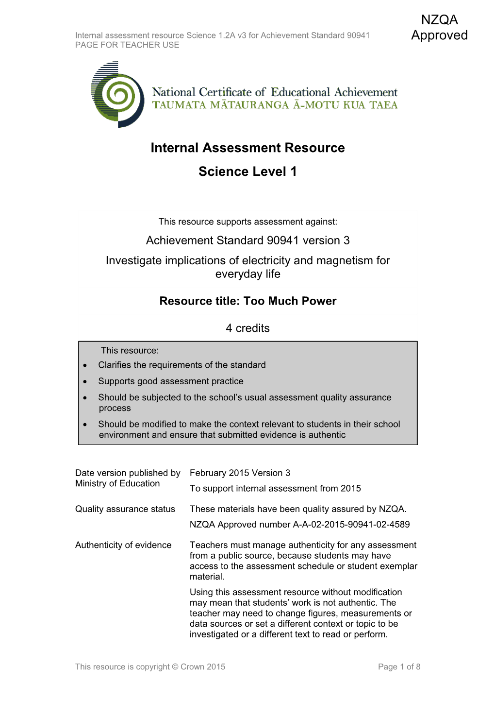 Level 1 Science Internal Assessment Resource s3