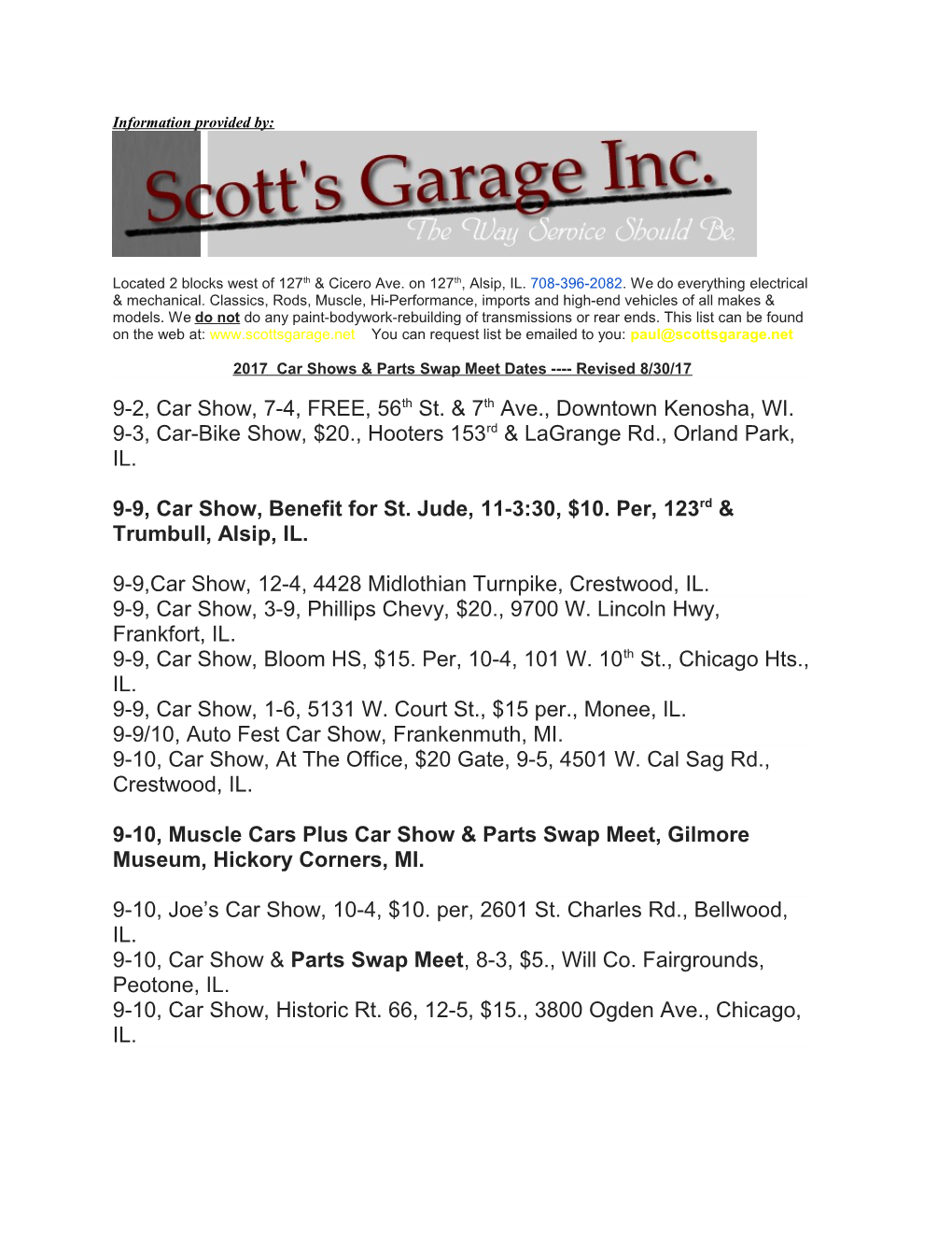 2006 Car Shows & Parts Swap Meet Dates s1