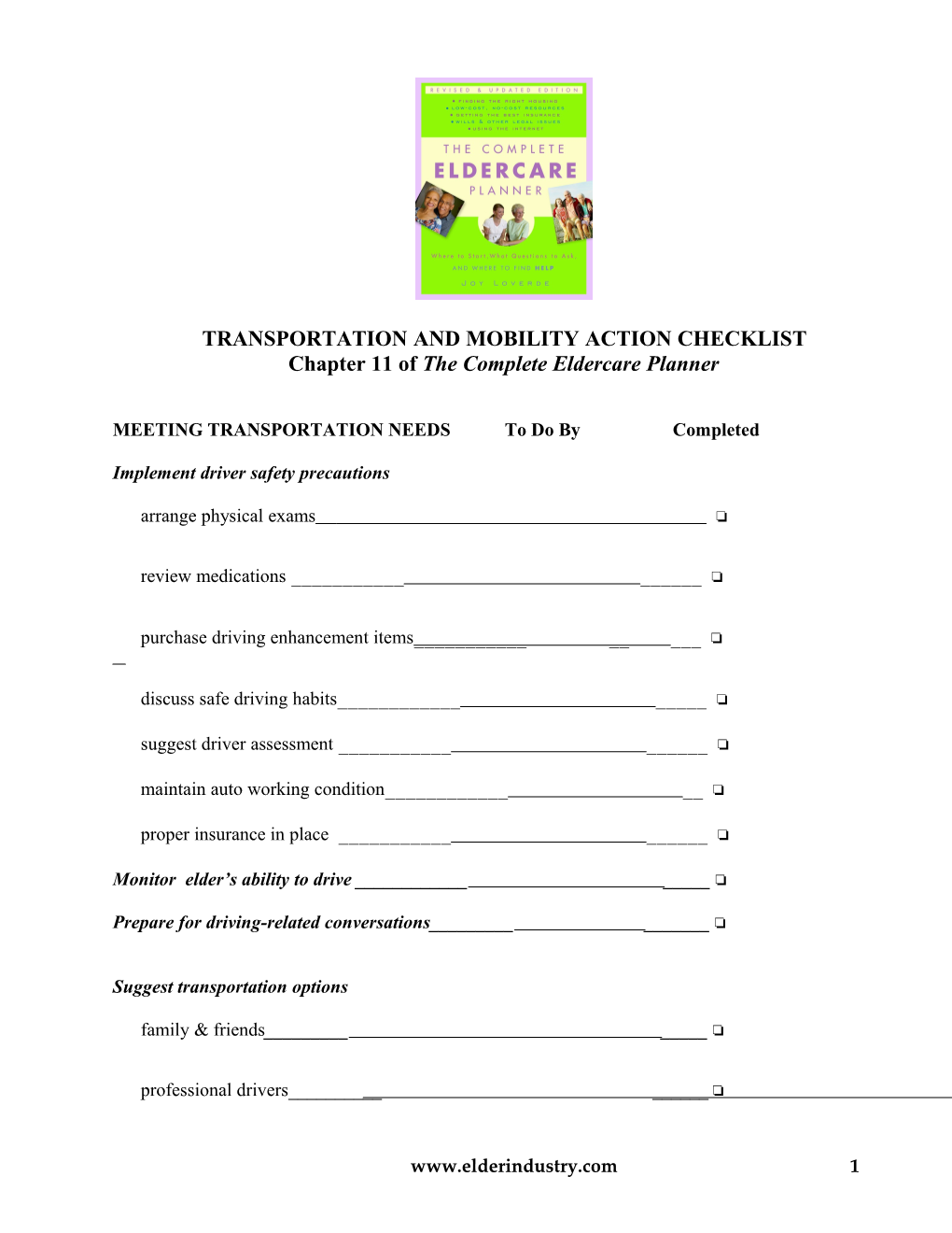 Chapter 11 of the Complete Eldercare Planner