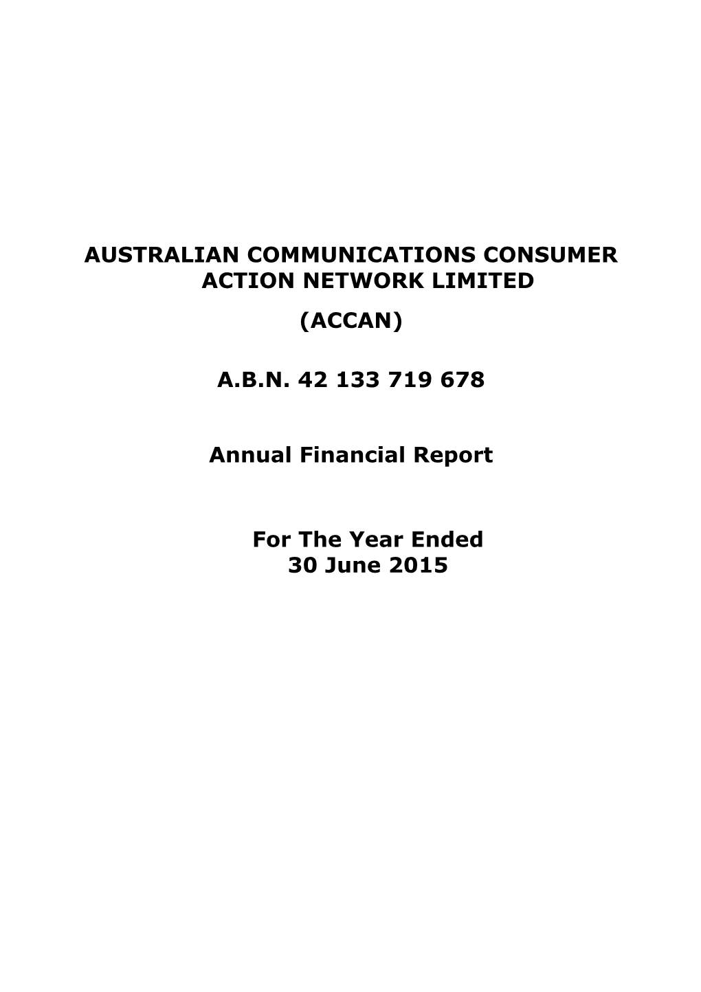 Australian Communications Consumer Action Network Limited