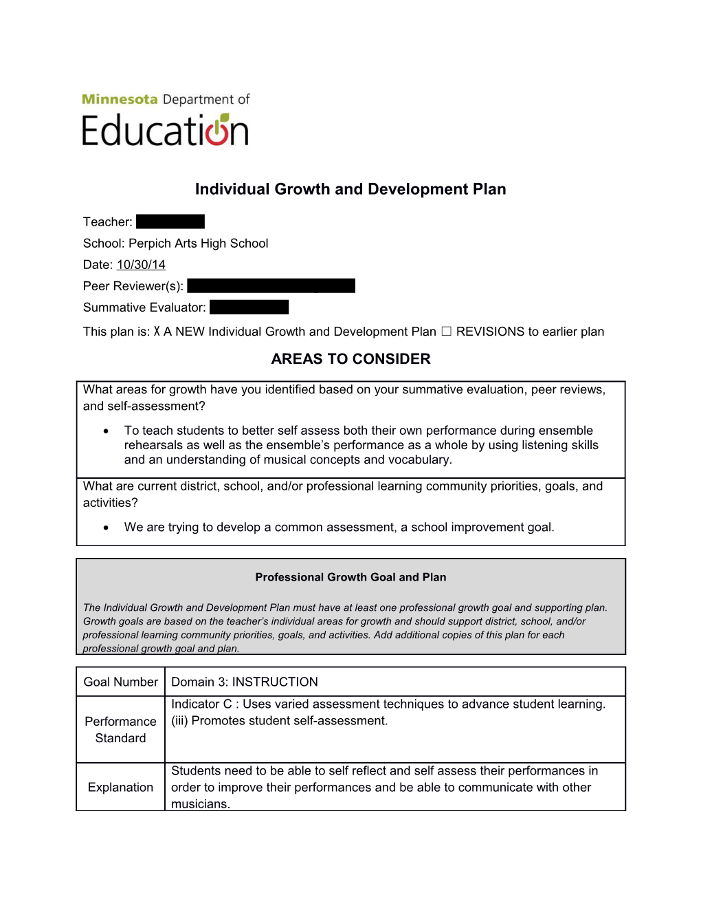 Individual Growth and Development Plan