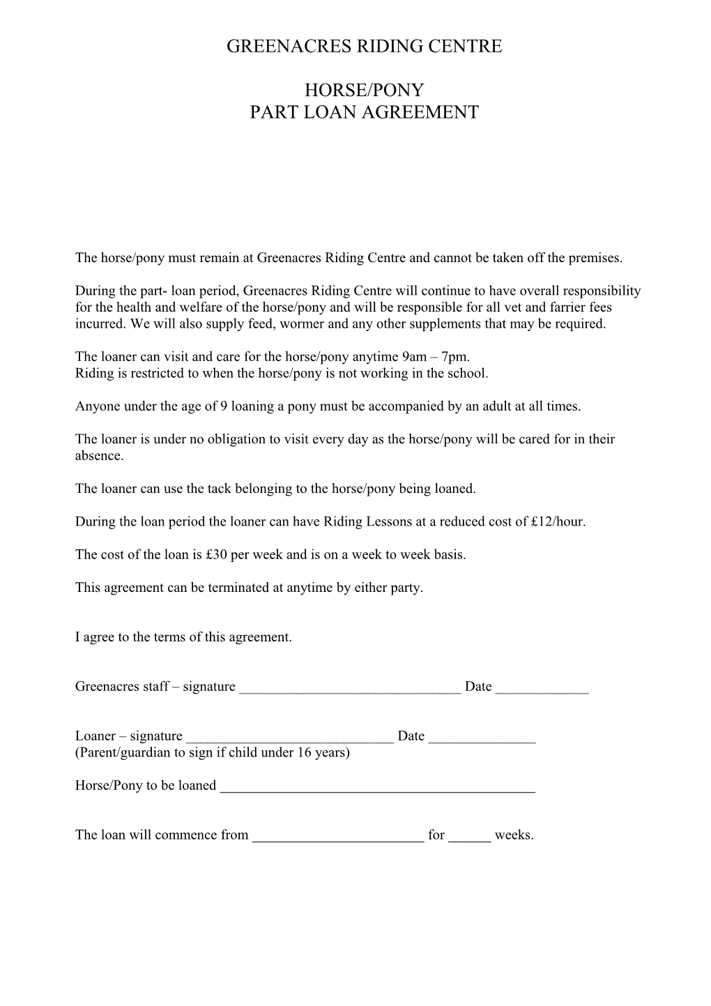 Part Loan Agreement