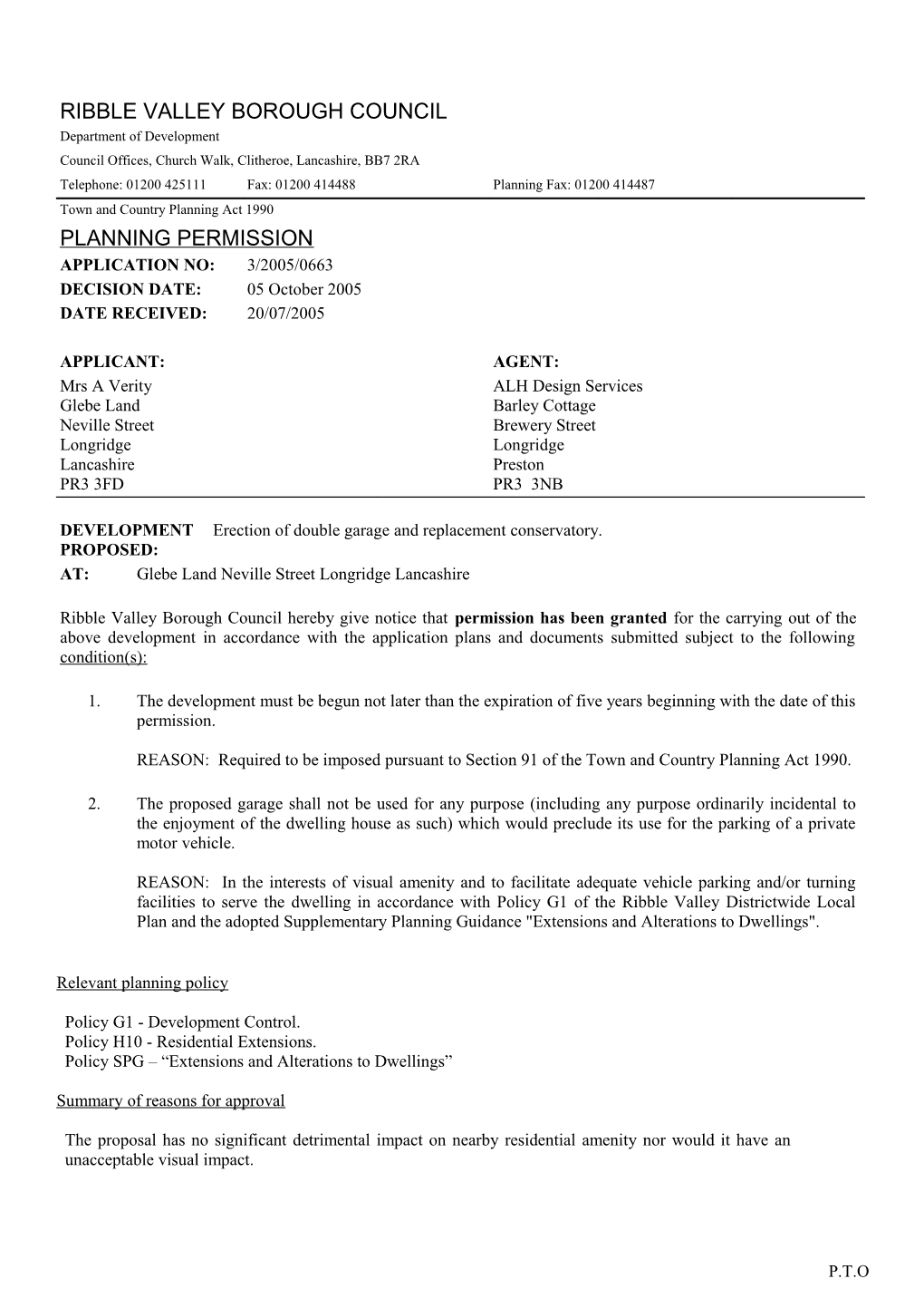 Ribble Valley Borough Council s38