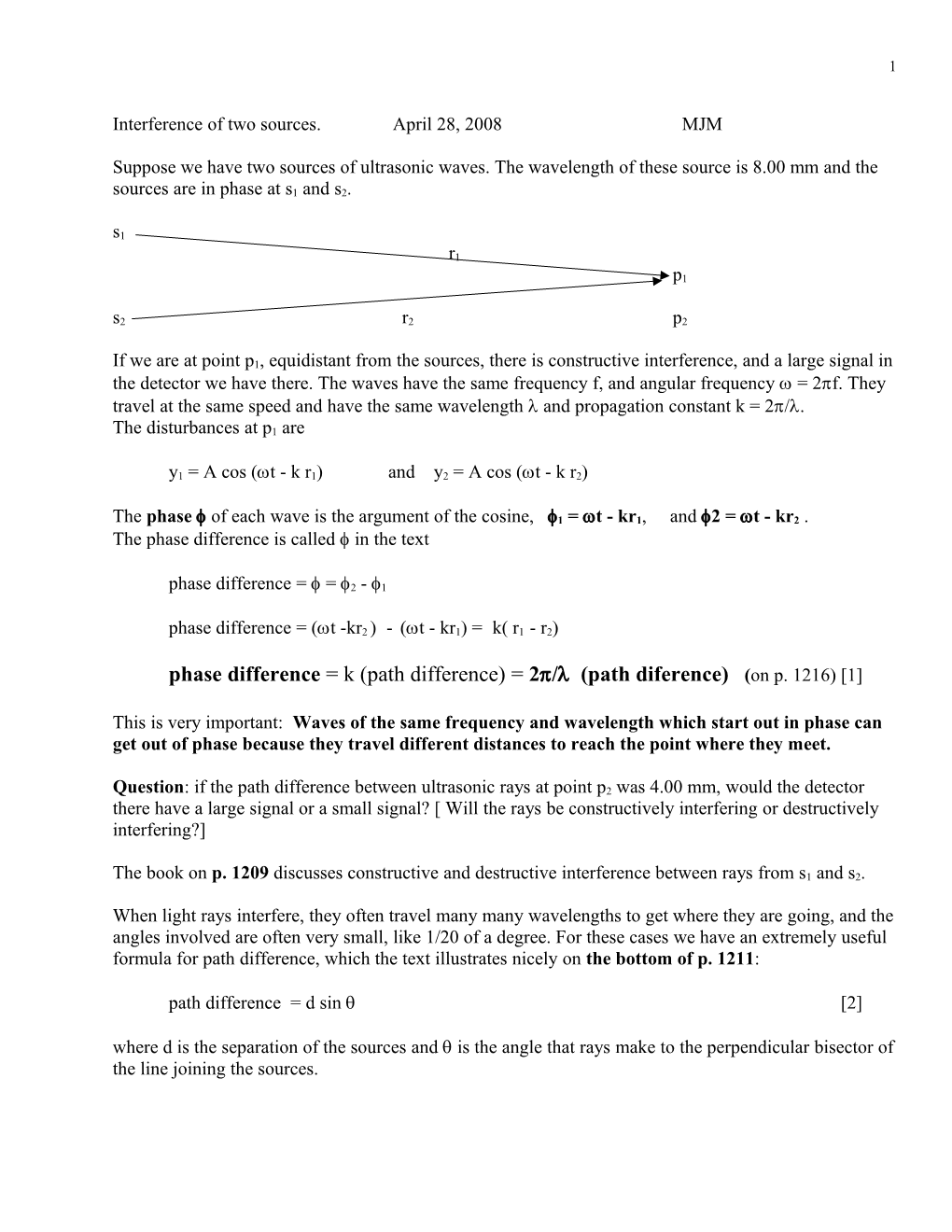 Interference of Two Sources