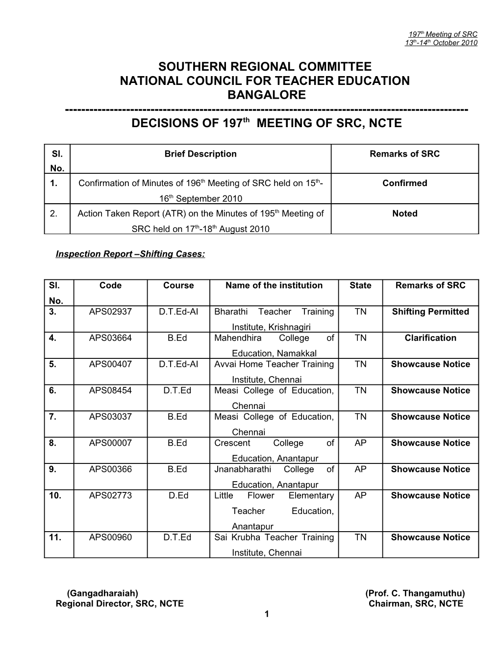 SUMMARY of 193Rd MEETING of SRC-NCTE s1