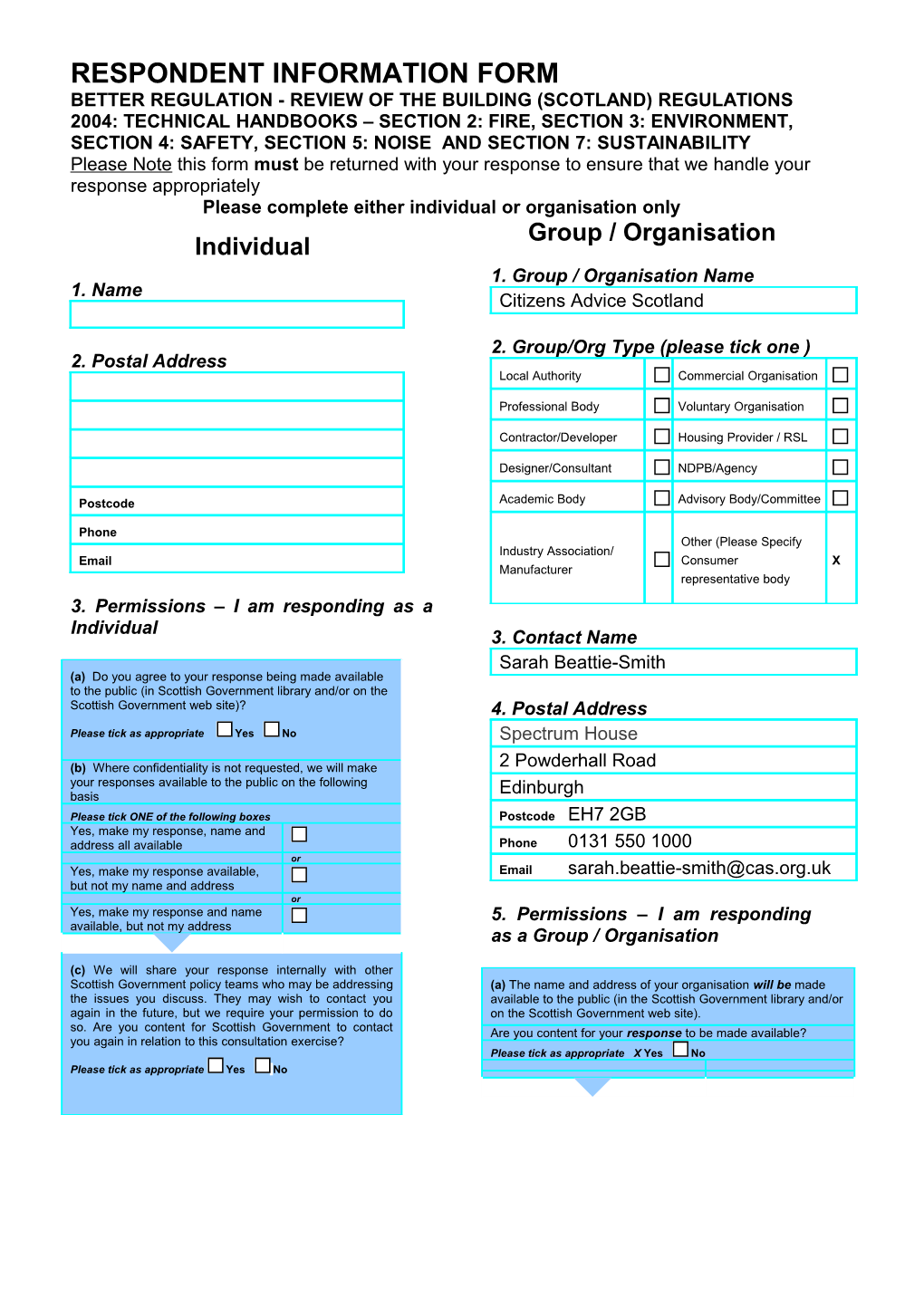 Respondent Information Form (RIF)