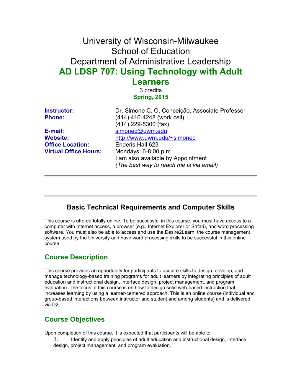 AD LDSP 707: Using Technology with Adult Learners