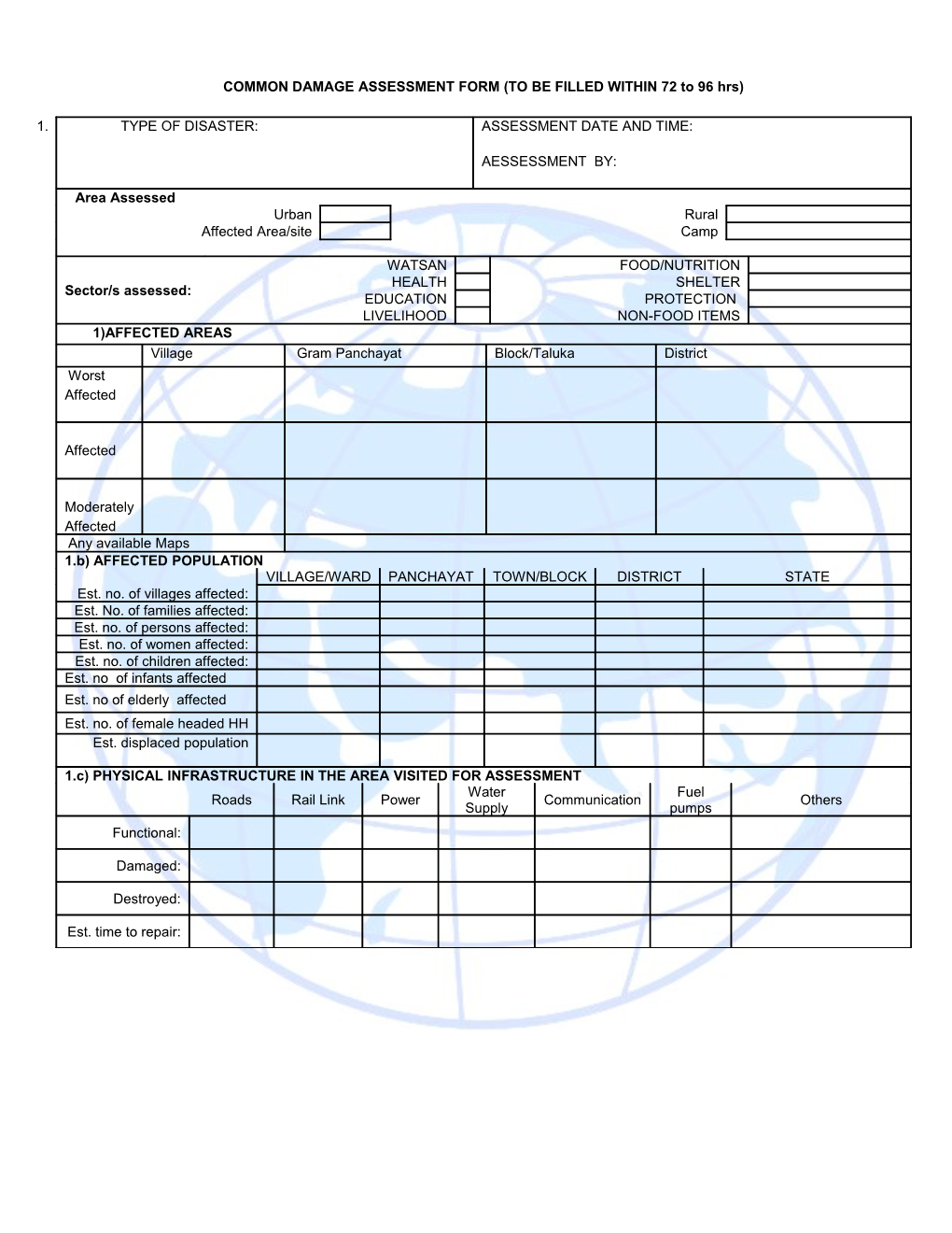 Review of CRS Emergency Assessment Manual Sample Initial Assessment Form