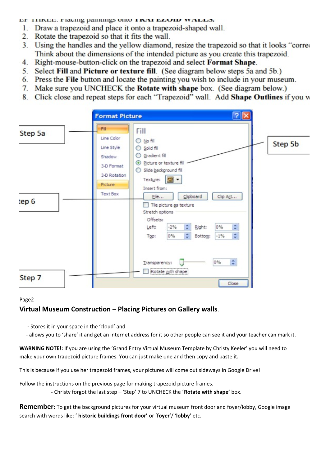 Virtual Museum Construction Using Powerpoint. Page 1 It Is Easiest to Select Museum Gallery