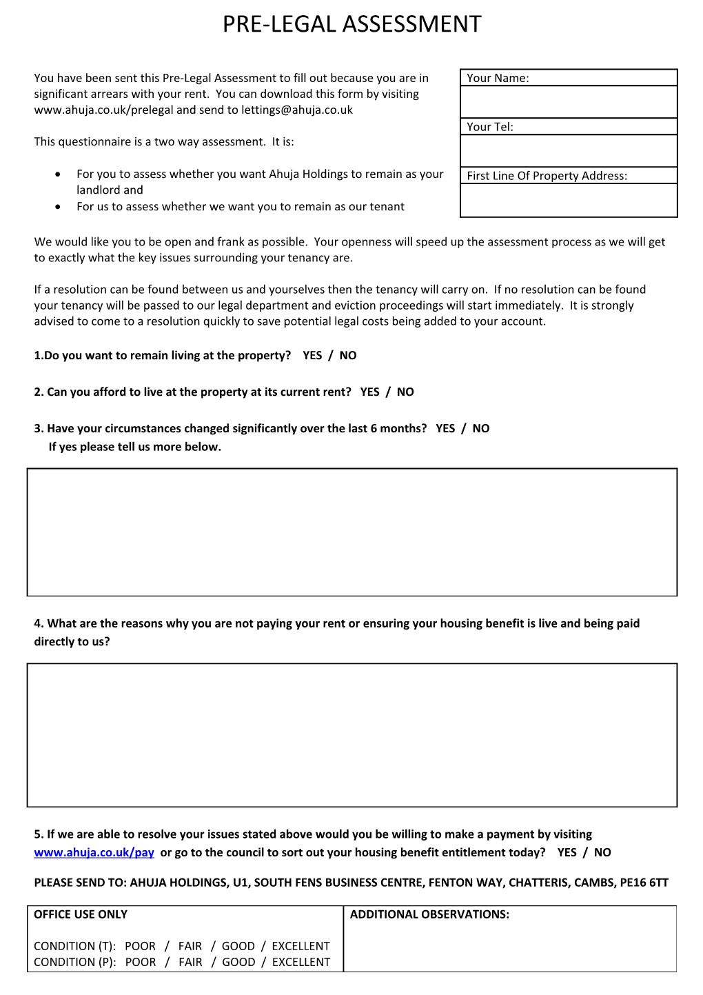 Pre-Legal Assessment