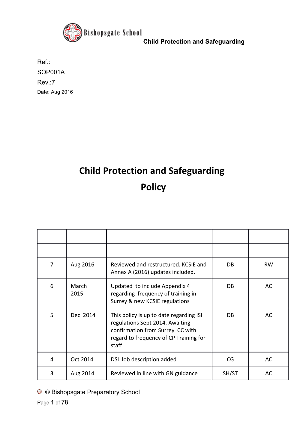 Child Protection and Safeguarding