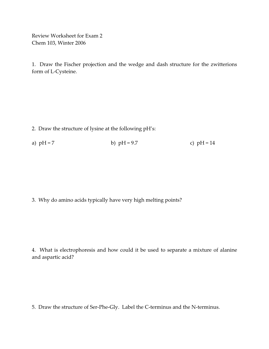 Review Worksheet for Exam 1