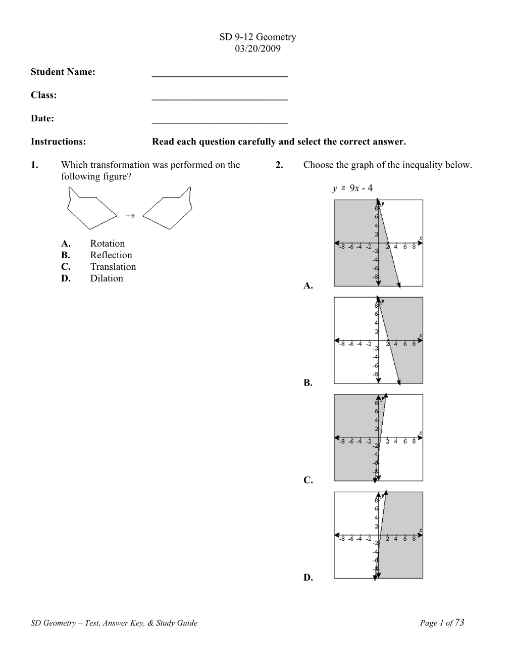 Instructions: Read Each Question Carefully and Select the Correct Answer s1