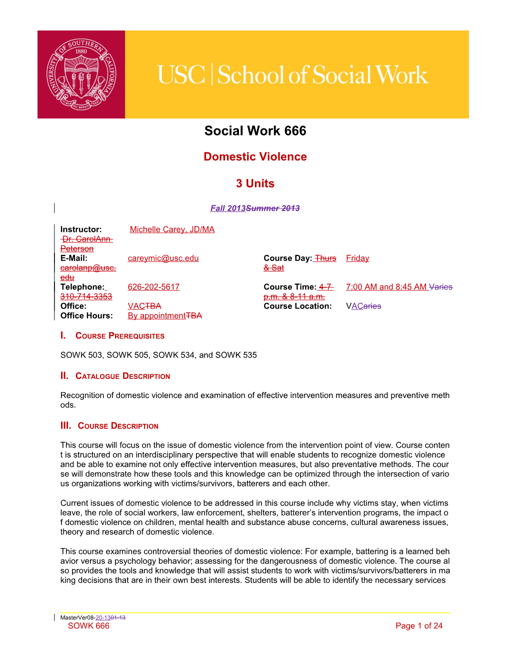 School of Social Work Syllabus Template Guide s19