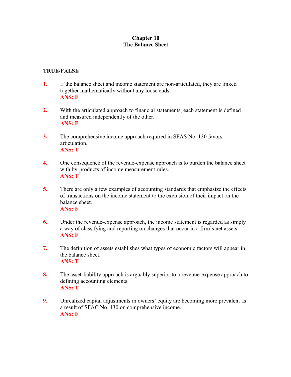 Chapter 10 the Balance Sheet