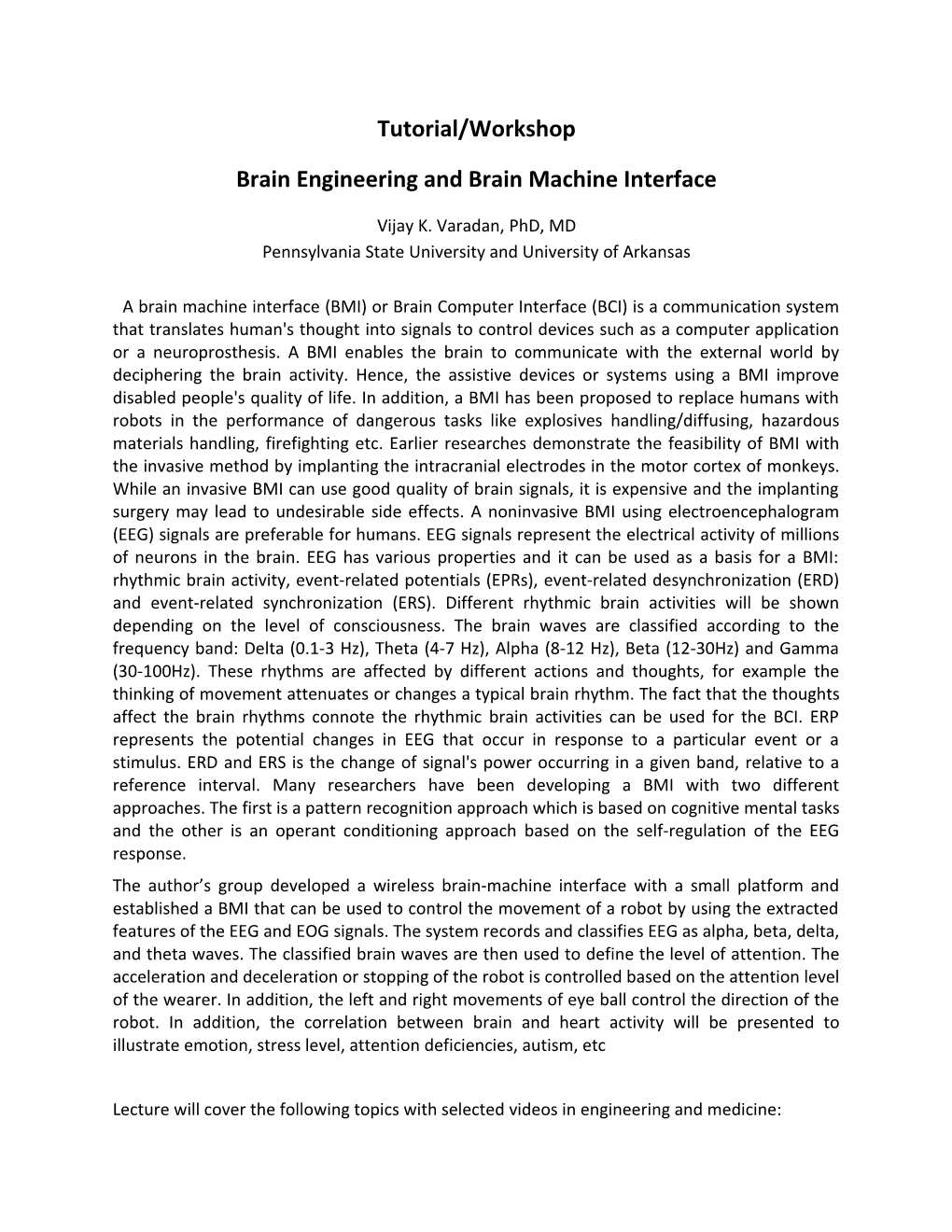 Brain Engineering and Brain Machine Interface