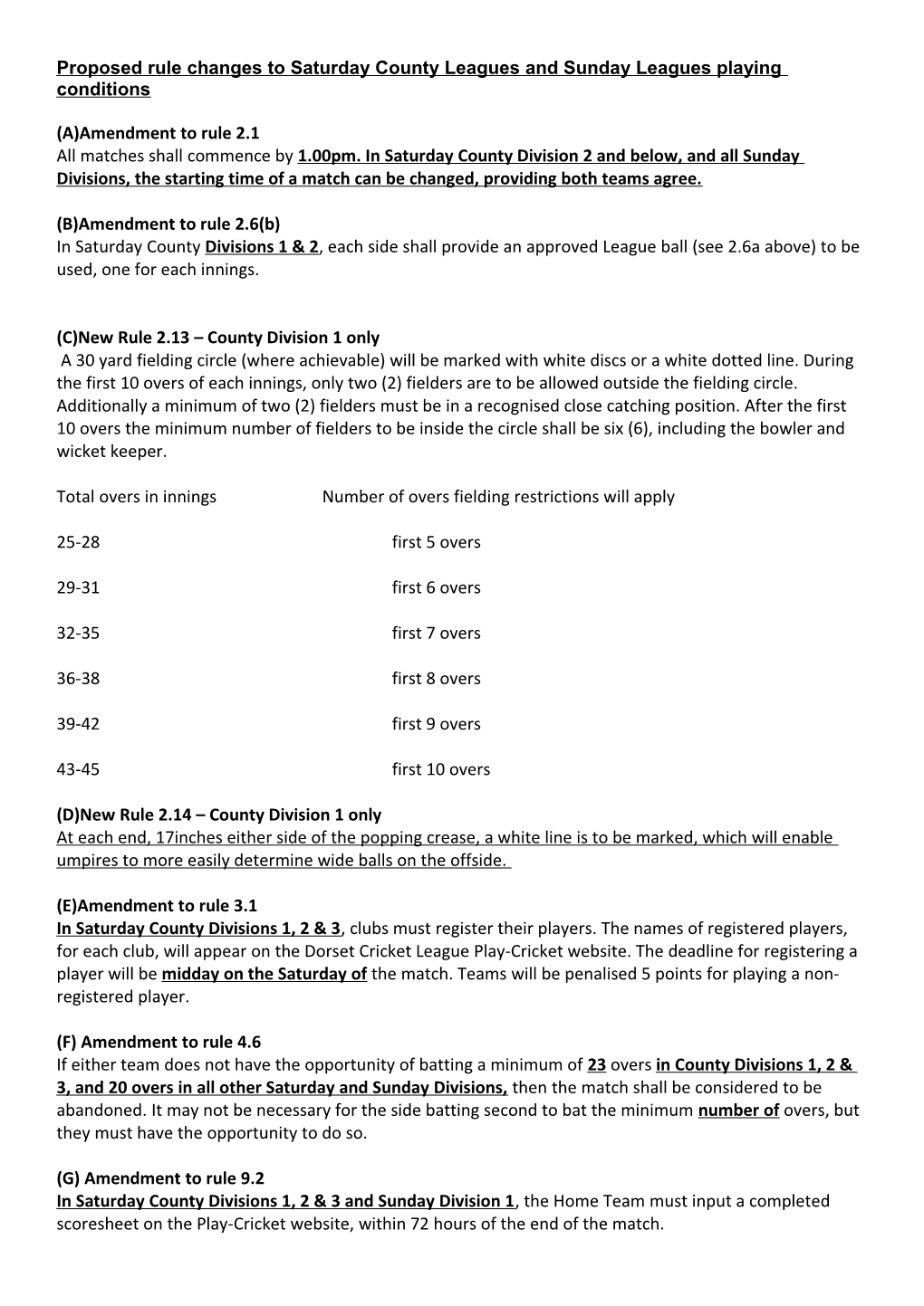 Possible Changes to the Lower League Or Creation of an Additional League