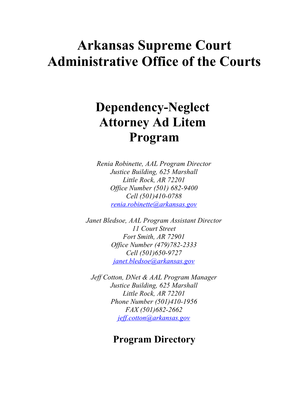 Dependency-Neglect Attorney Ad Litem Program