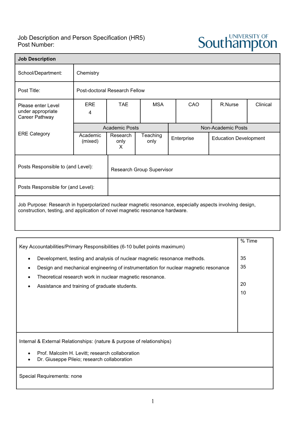 Job Hazard Analysis Form - Appendix to Job and Person Specification s2