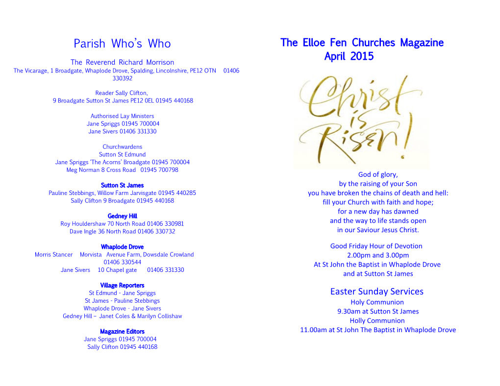 The Elloe Fen Churches Magazine