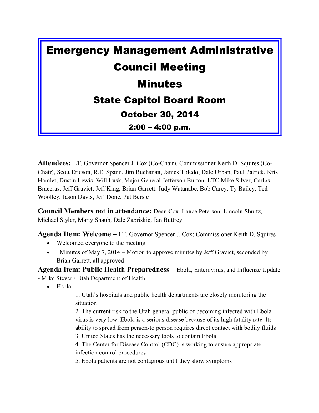 Emergency Management Administrative Council Meeting