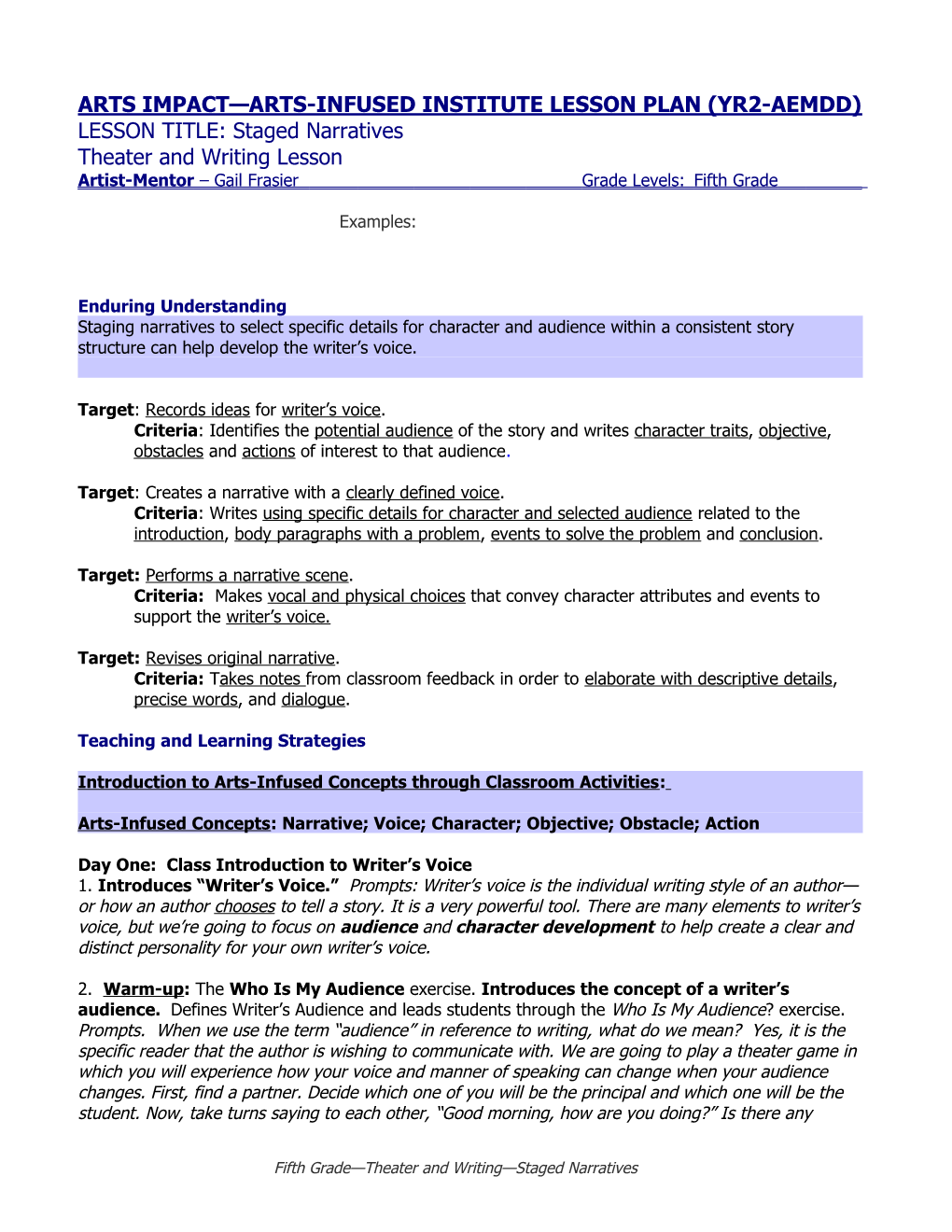 Arts Impact Institute Lesson Plan s1