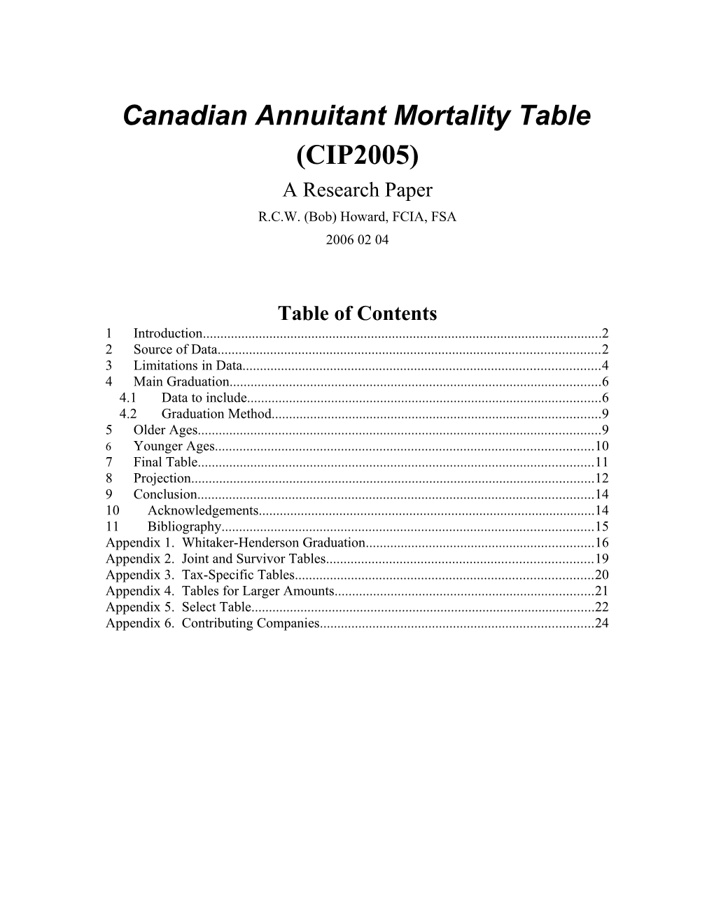 Canadian Annuitant Mortality Table