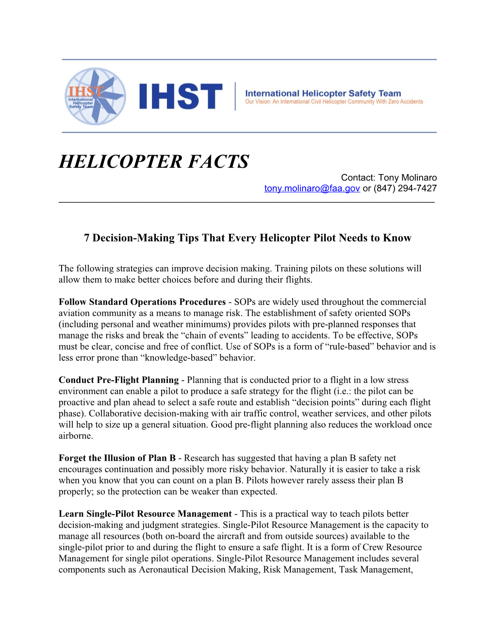 Helicopter Facts