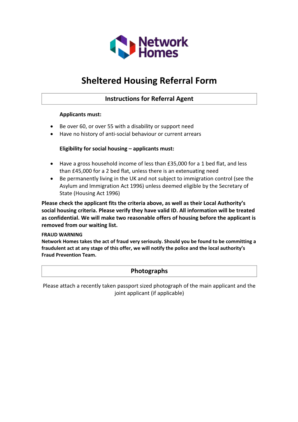 Sheltered Housing Referral Form