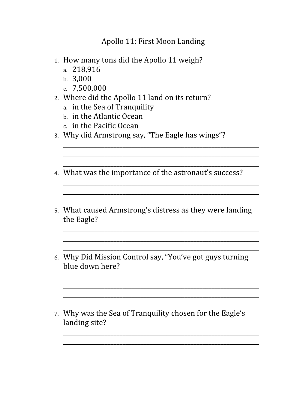 1. How Many Tons Did the Apollo 11 Weigh?