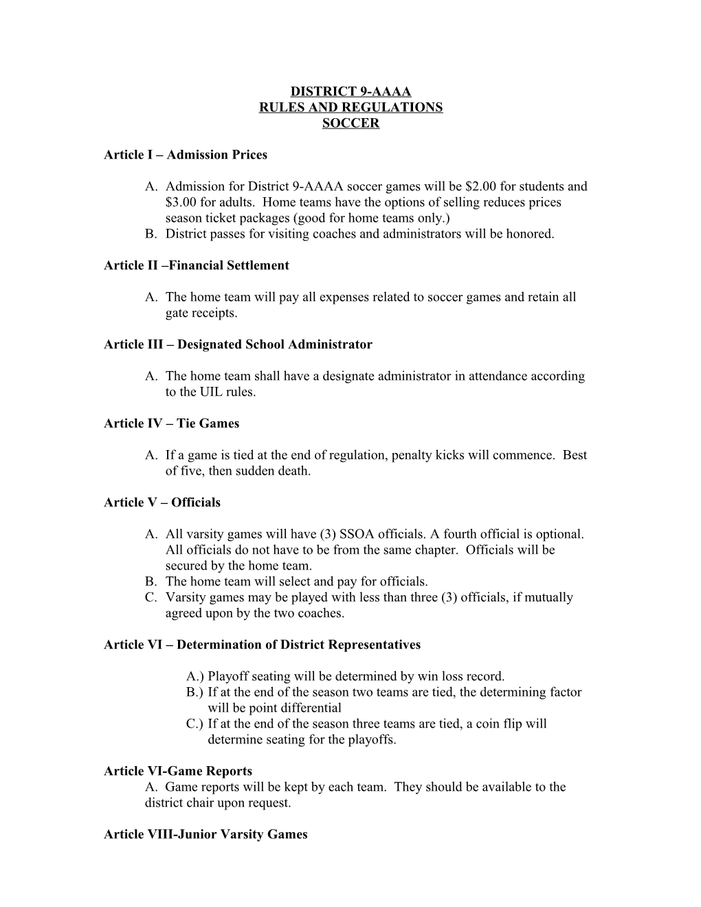 Rules and Regulations s6