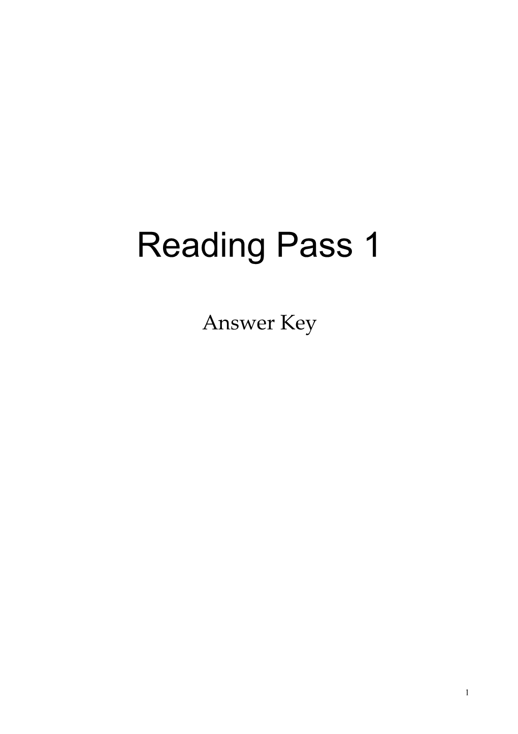 Reading Pass Book 1