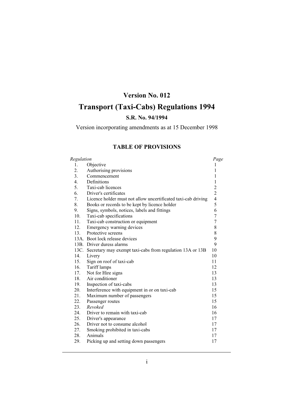 Transport (Taxi-Cabs) Regulations 1994