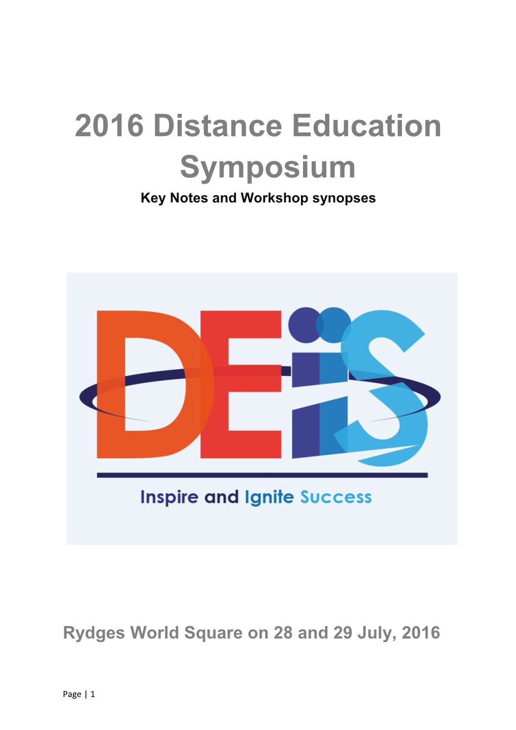 Key Notes and Workshop Synopses