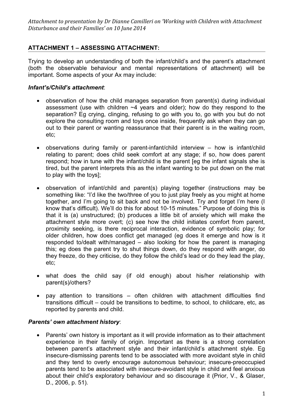 Attachment 1 Assessing Attachment