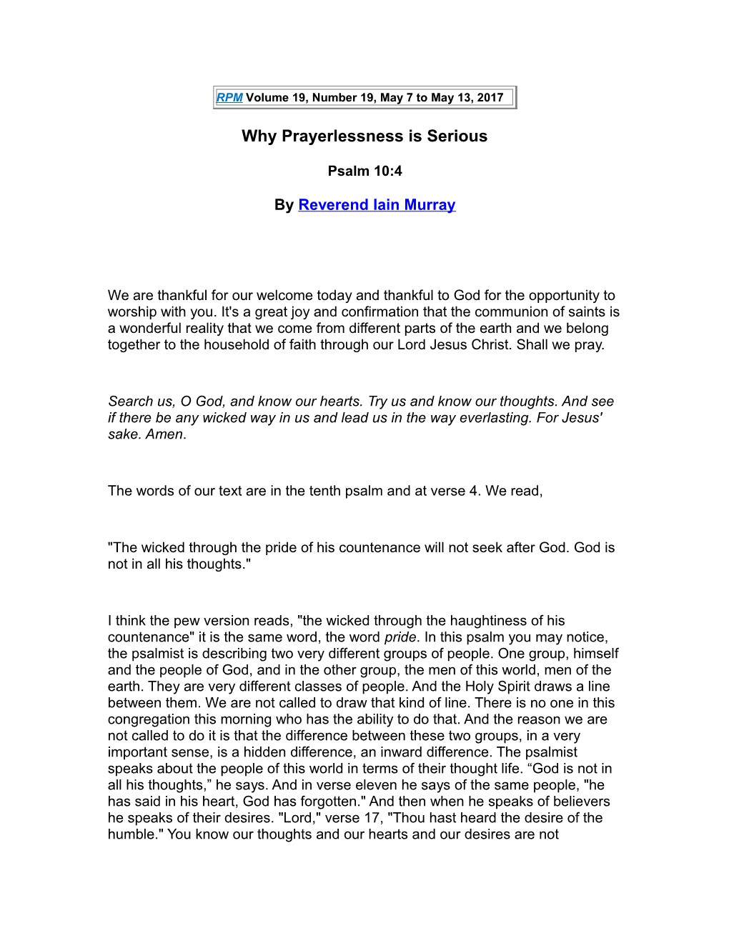 Why Prayerlessness Is Serious