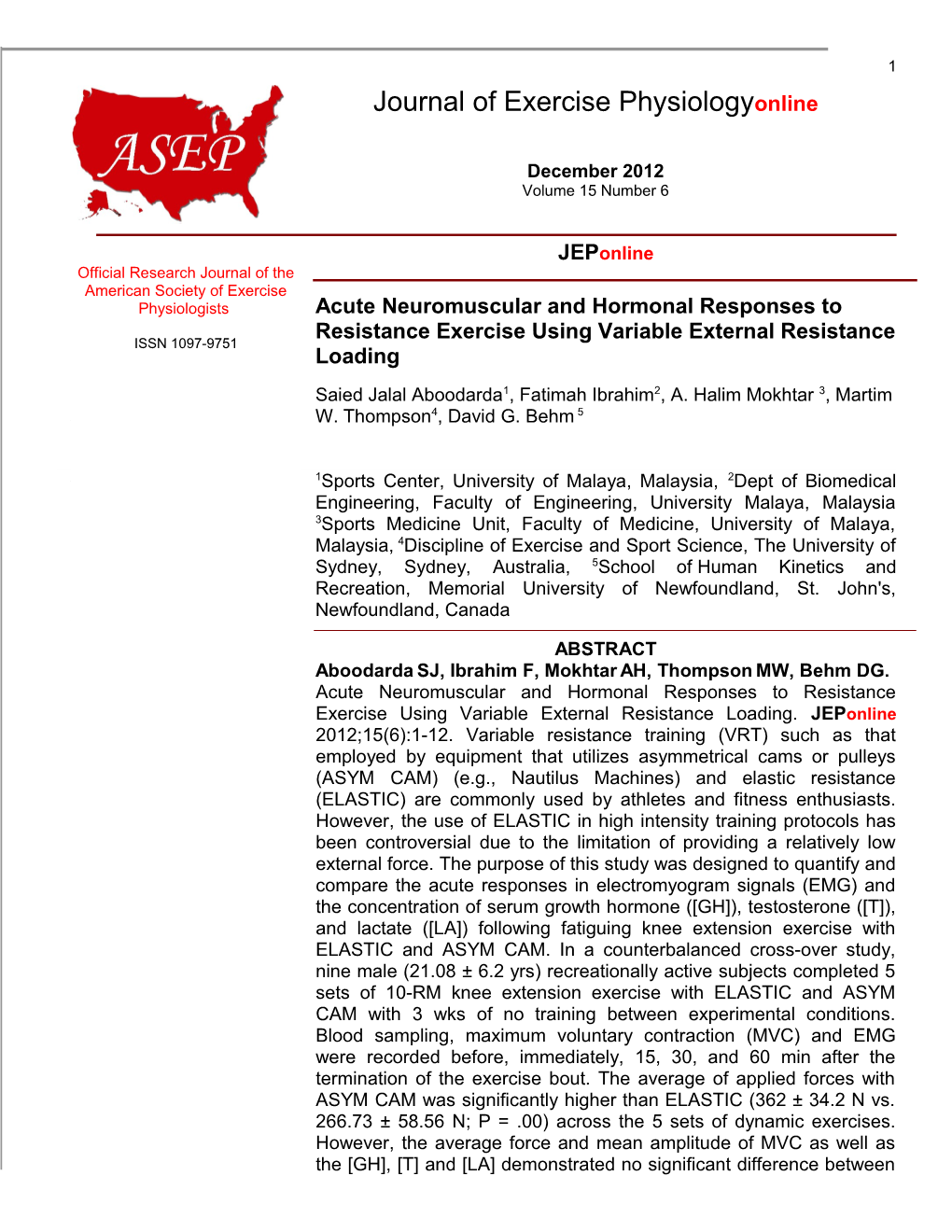 Acute Neuromuscular and Hormonal Responses to Resistance Exercise Using Variable External