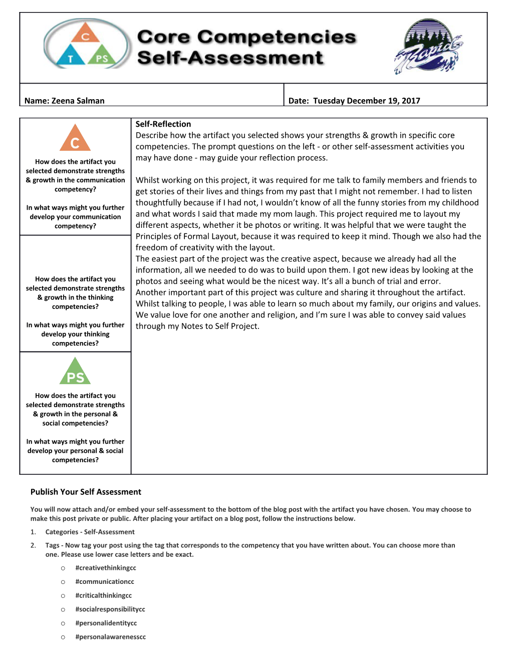 Publish Your Self Assessment