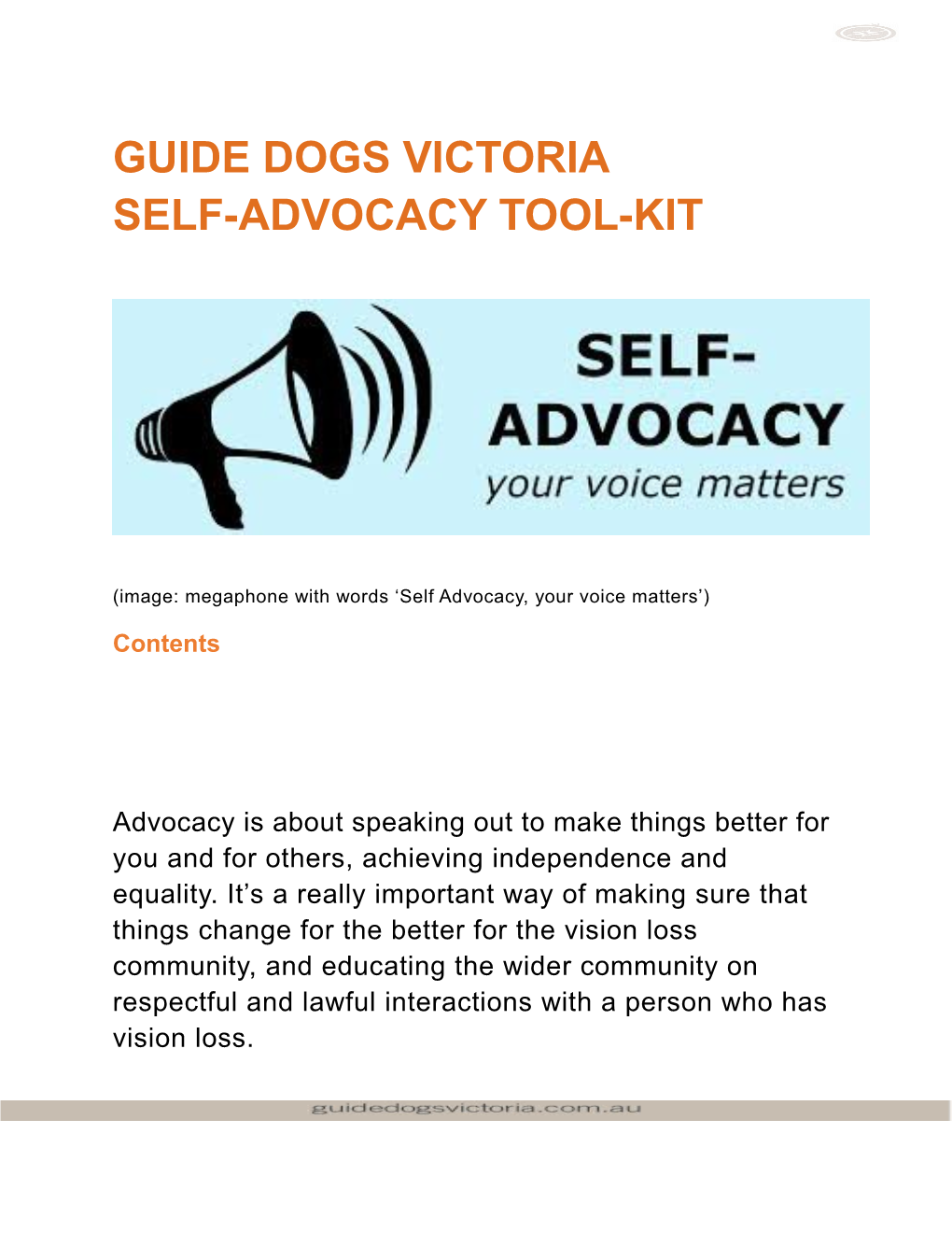 Self-Advocacy Tool-Kit