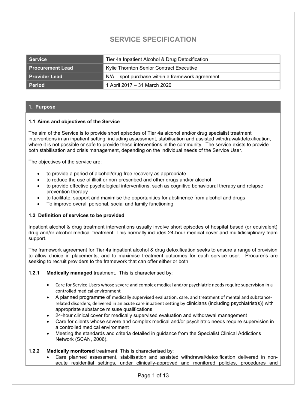 Service Specification Template Guidance Notes for Completion