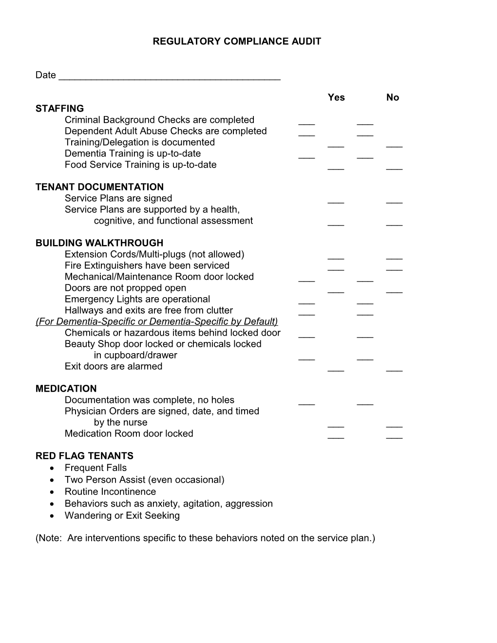 Regulatory Compliance Audit