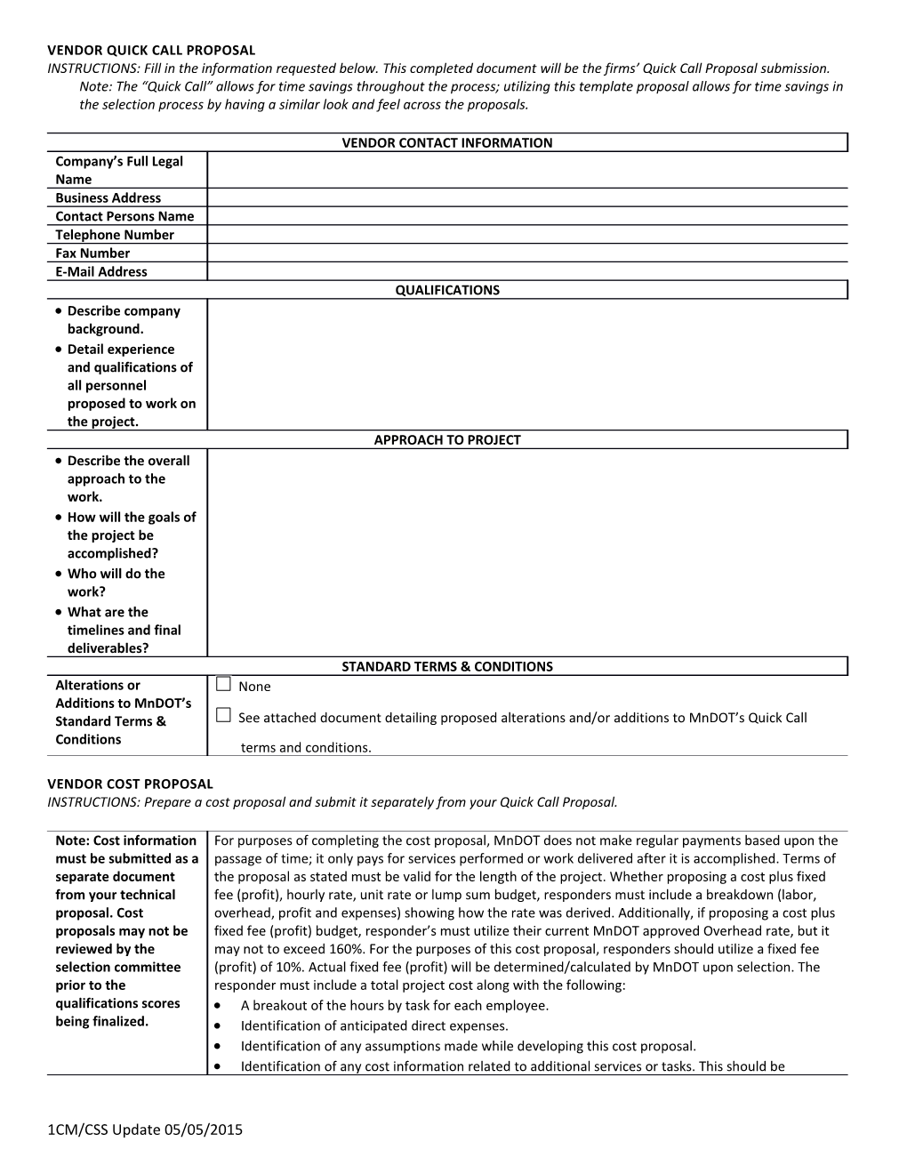 Vendor Quick Call Proposal